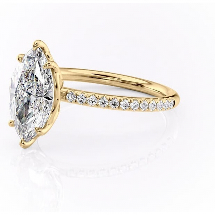 Inel de logodnă Jessamine din aur Galben 14kt cu moissanite tăietură marquise – Montură pavé rafinată pentru profil înalt | Personalizează și configurează gratuit online [7]