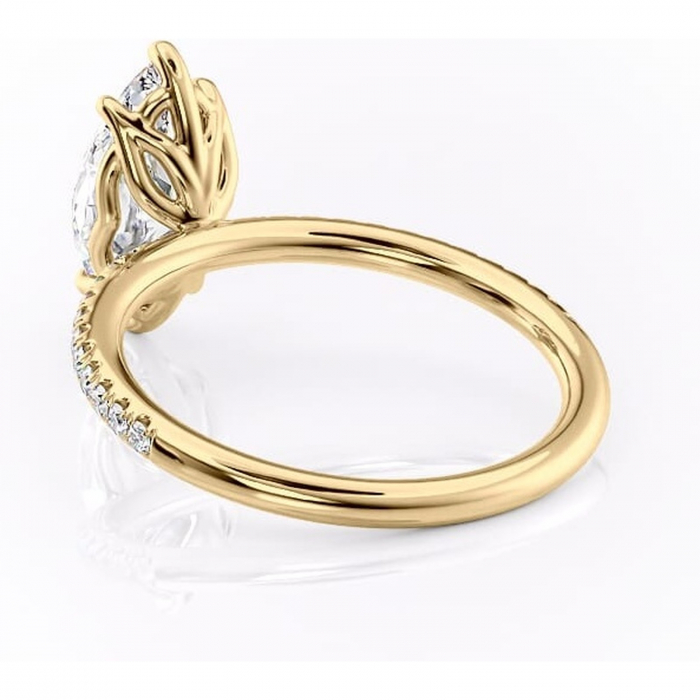 Inel de logodnă Jessamine din aur Galben 14kt cu moissanite tăietură marquise – Montură pavé rafinată pentru profil înalt | Personalizează și configurează gratuit online [4]