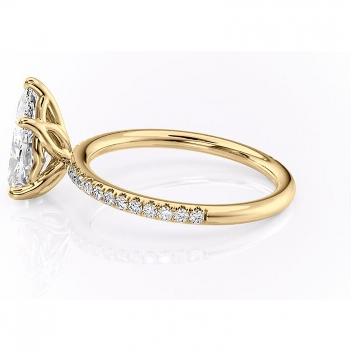 Inel de logodnă Jessamine din aur Galben 14kt cu moissanite tăietură pară – Montură pavé rafinată pentru profil înalt | Personalizează și configurează gratuit online [6]