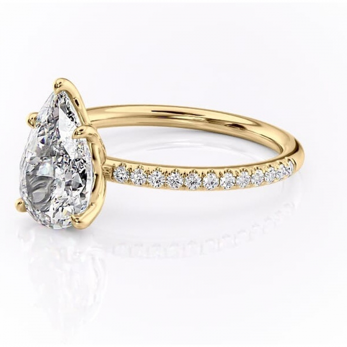 Inel de logodnă Jessamine din aur Galben 14kt cu moissanite tăietură pară – Montură pavé rafinată pentru profil înalt | Personalizează și configurează gratuit online [7]