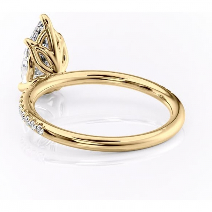 Inel de logodnă Jessamine din aur Galben 14kt cu moissanite tăietură pară – Montură pavé rafinată pentru profil înalt | Personalizează și configurează gratuit online [4]