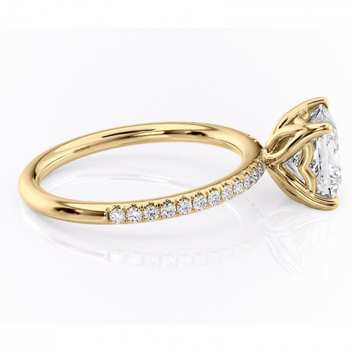 Inel de logodnă Jessamine din aur Galben 14kt cu moissanite tăietură princess – Montură pavé rafinată pentru profil înalt | Personalizează și configurează gratuit online [2]