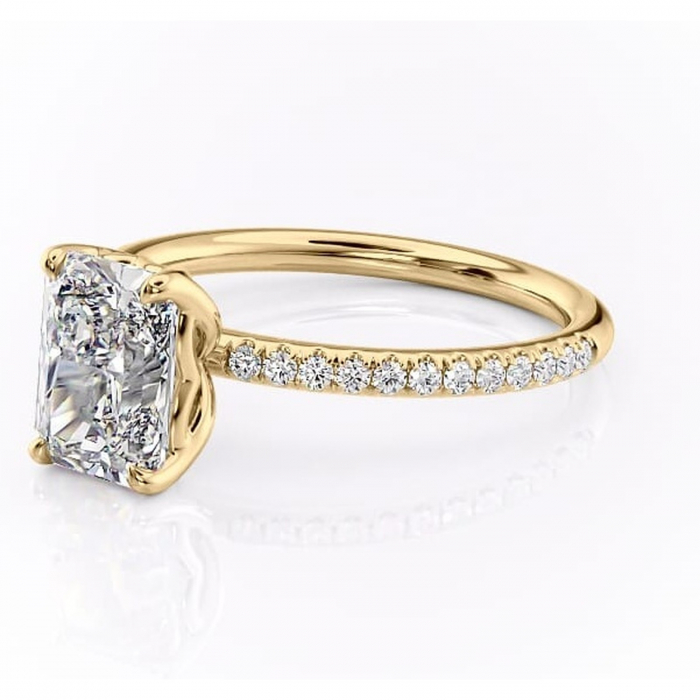 Inel de logodnă Jessamine din aur Galben 14kt cu moissanite tăietură radiantă – Montură pavé rafinată pentru profil înalt | Personalizează și configurează gratuit online [7]