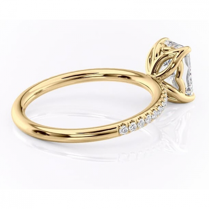 Inel de logodnă Jessamine din aur Galben 14kt cu moissanite tăietură radiantă – Montură pavé rafinată pentru profil înalt | Personalizează și configurează gratuit online [3]