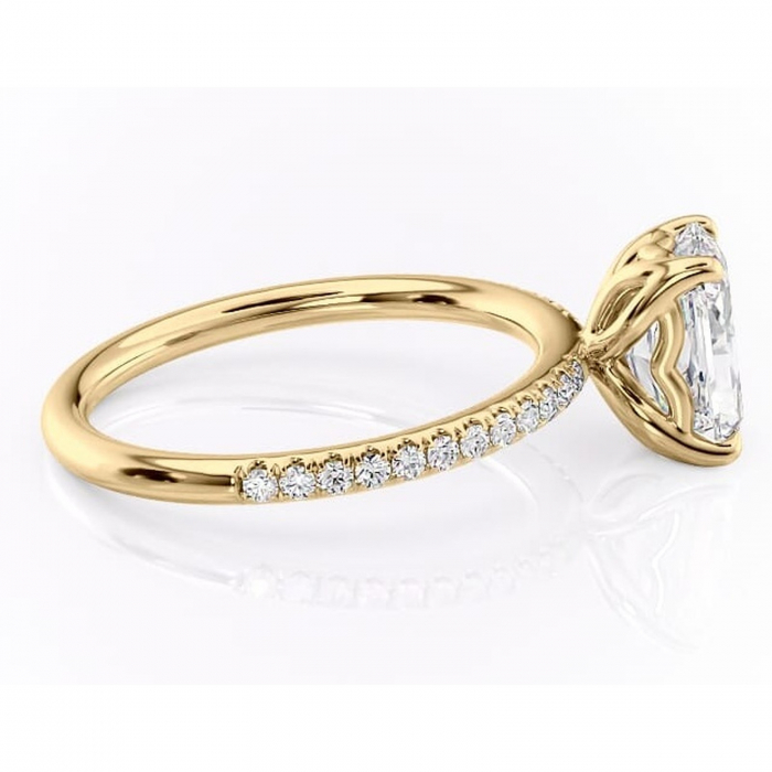 Inel de logodnă Jessamine din aur Galben 14kt cu moissanite tăietură radiantă – Montură pavé rafinată pentru profil înalt | Personalizează și configurează gratuit online [2]
