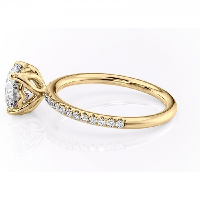 Inel de logodnă Jessamine din aur Galben 14kt cu moissanite tăietură rotundă – Montură pavé rafinată pentru profil înalt | Personalizează și configurează gratuit online [6]