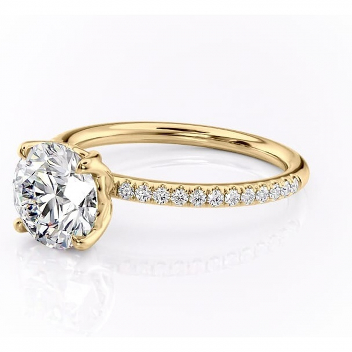 Inel de logodnă Jessamine din aur Galben 14kt cu moissanite tăietură rotundă – Montură pavé rafinată pentru profil înalt | Personalizează și configurează gratuit online [7]