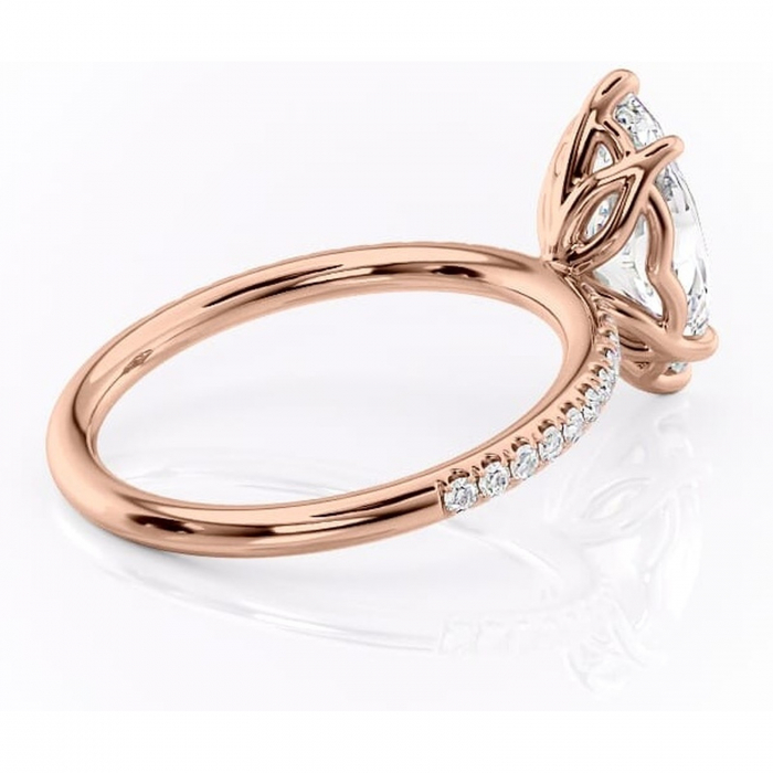 Inel de logodnă Jessamine din aur Rose 14kt cu moissanite tăietură marquise – Montură pavé rafinată pentru profil înalt | Personalizează și configurează gratuit online [3]
