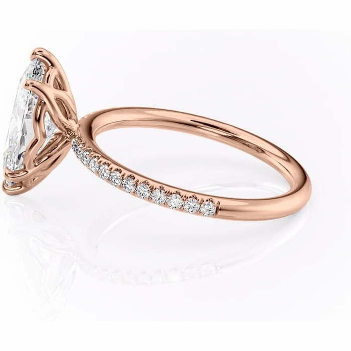 Inel de logodnă Jessamine din aur Rose 14kt cu moissanite tăietură marquise – Montură pavé rafinată pentru profil înalt | Personalizează și configurează gratuit online [6]