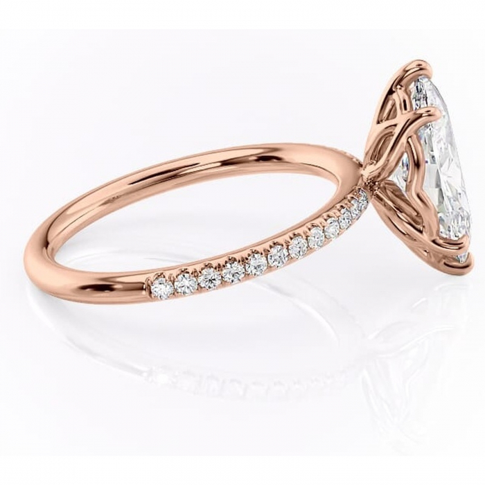 Inel de logodnă Jessamine din aur Rose 14kt cu moissanite tăietură marquise – Montură pavé rafinată pentru profil înalt | Personalizează și configurează gratuit online [2]
