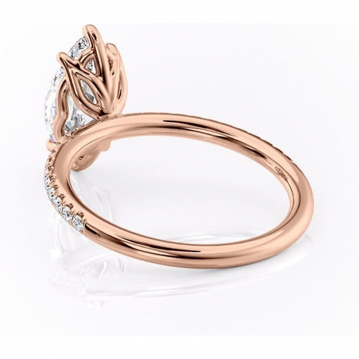 Inel de logodnă Jessamine din aur Rose 14kt cu moissanite tăietură marquise – Montură pavé rafinată pentru profil înalt | Personalizează și configurează gratuit online [4]