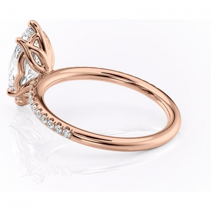 Inel de logodnă Jessamine din aur Rose 14kt cu moissanite tăietură marquise – Montură pavé rafinată pentru profil înalt | Personalizează și configurează gratuit online [5]