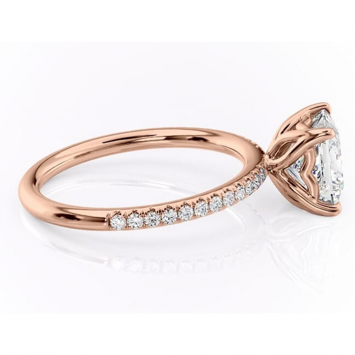 Inel de logodnă Jessamine din aur Rose 18kt cu moissanite tăietură princess – Montură pavé rafinată pentru profil înalt | Personalizează și configurează gratuit online [2]
