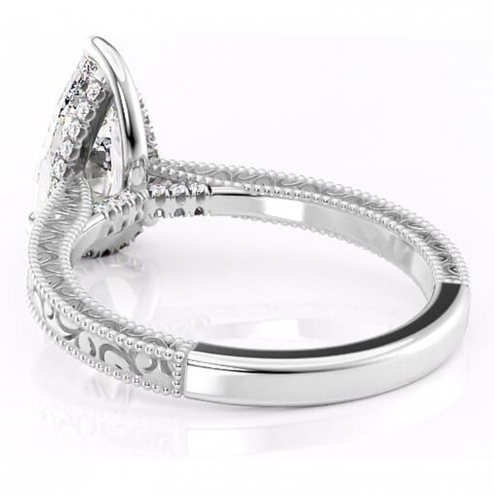 Inel de logodnă Jovie din aur Alb 18kt cu moissanite tăietură pară – Halo ascuns rafinată pentru profil înalt | Personalizează și configurează gratuit online [4]