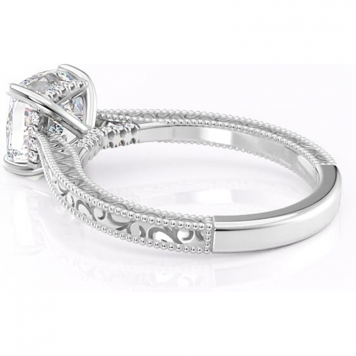 Inel de logodnă Jovie din aur Alb 18kt cu moissanite tăietură pernă – Halo ascuns rafinată pentru profil înalt | Personalizează și configurează gratuit online [5]