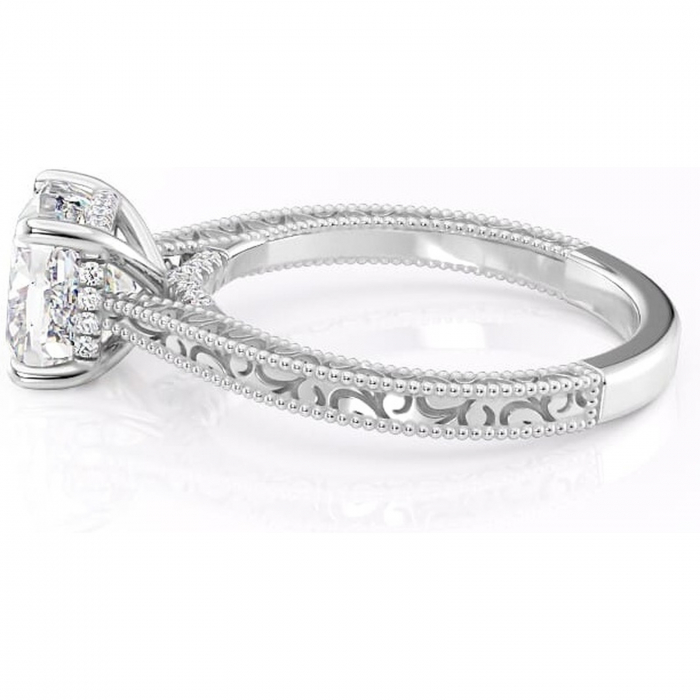 Inel de logodnă Jovie din aur Alb 18kt cu moissanite tăietură pernă – Halo ascuns rafinată pentru profil înalt | Personalizează și configurează gratuit online [6]