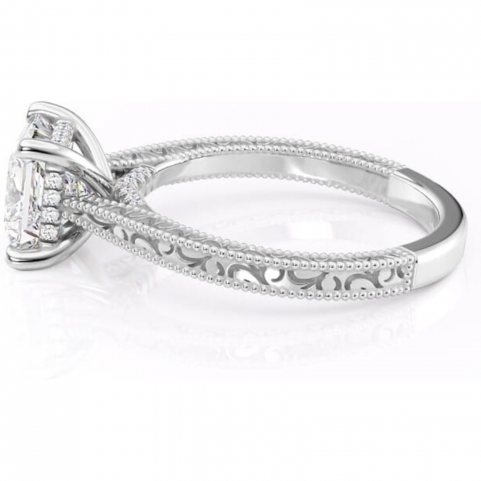 Inel de logodnă Jovie din aur Alb 14kt cu moissanite tăietură princess – Halo ascuns rafinată pentru profil înalt | Personalizează și configurează gratuit online [6]