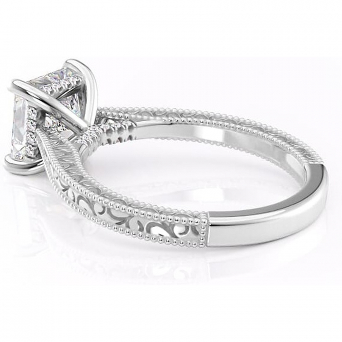 Inel de logodnă Jovie din aur Alb 14kt cu moissanite tăietură princess – Halo ascuns rafinată pentru profil înalt | Personalizează și configurează gratuit online [5]