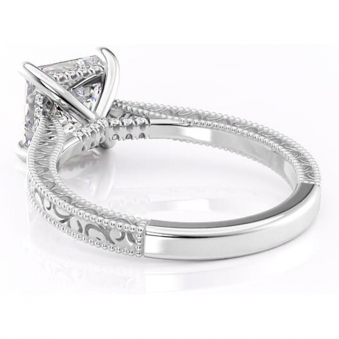 Inel de logodnă Jovie din aur Alb 14kt cu moissanite tăietură princess – Halo ascuns rafinată pentru profil înalt | Personalizează și configurează gratuit online [4]