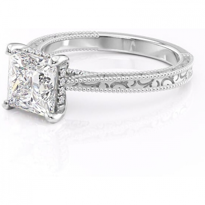Inel de logodnă Jovie din aur Alb 14kt cu moissanite tăietură princess – Halo ascuns rafinată pentru profil înalt | Personalizează și configurează gratuit online [7]