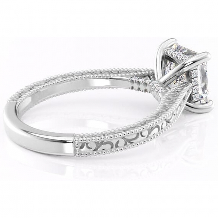 Inel de logodnă Jovie din aur Alb 14kt cu moissanite tăietură princess – Halo ascuns rafinată pentru profil înalt | Personalizează și configurează gratuit online [3]