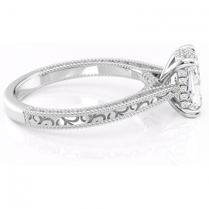 Inel de logodnă Jovie din aur Alb 14kt cu moissanite tăietură radiantă – Halo ascuns rafinată pentru profil înalt | Personalizează și configurează gratuit online [2]