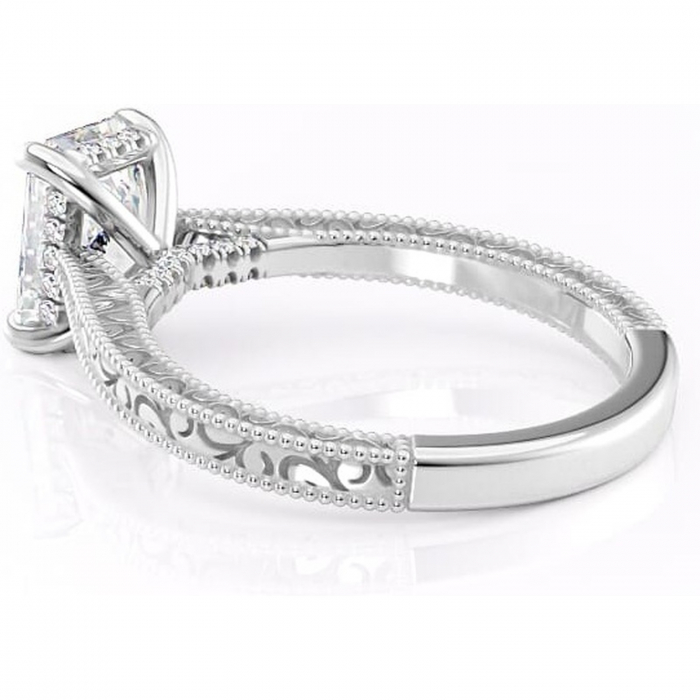 Inel de logodnă Jovie din aur Alb 14kt cu moissanite tăietură radiantă – Halo ascuns rafinată pentru profil înalt | Personalizează și configurează gratuit online [5]