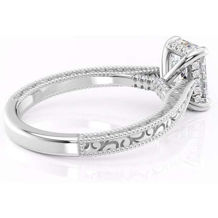 Inel de logodnă Jovie din aur Alb 14kt cu moissanite tăietură radiantă – Halo ascuns rafinată pentru profil înalt | Personalizează și configurează gratuit online [3]