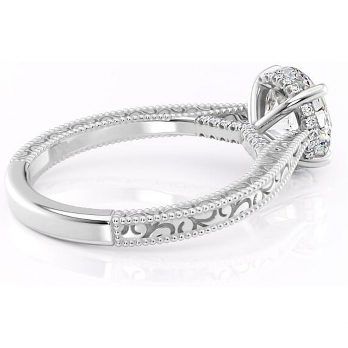 Inel de logodnă Jovie din aur Alb 14kt cu moissanite tăietură rotundă – Halo ascuns rafinată pentru profil înalt | Personalizează și configurează gratuit online [3]