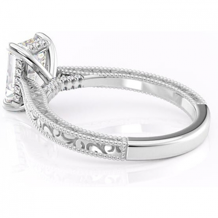 Inel de logodnă Jovie din aur Alb 14kt cu moissanite tăietură smarald – Halo ascuns rafinată pentru profil înalt | Personalizează și configurează gratuit online [5]