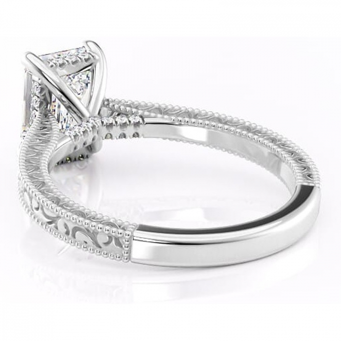 Inel de logodnă Jovie din aur Alb 14kt cu moissanite tăietură smarald – Halo ascuns rafinată pentru profil înalt | Personalizează și configurează gratuit online [4]