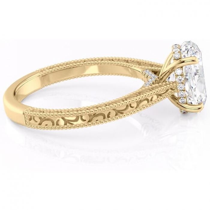 Inel de logodnă Jovie din aur Galben 14kt cu moissanite tăietură ovală – Halo ascuns rafinată pentru profil înalt | Personalizează și configurează gratuit online [2]