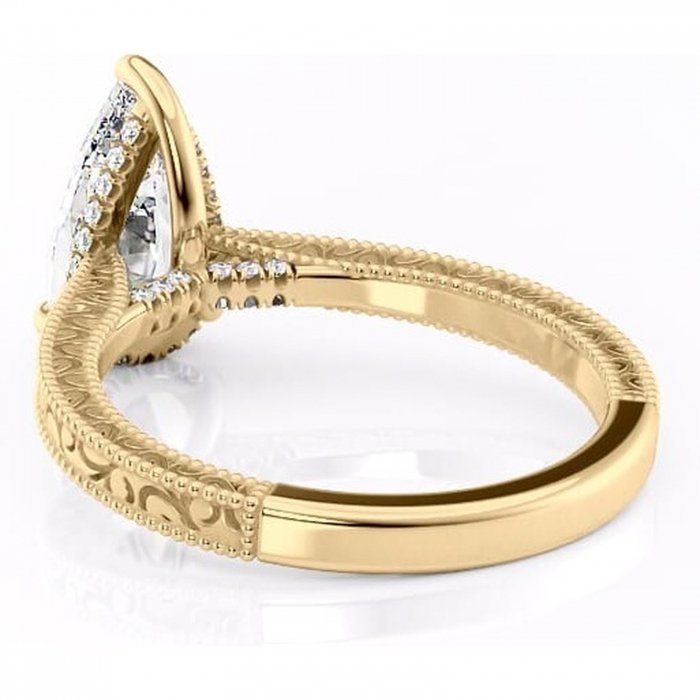 Inel de logodnă Jovie din aur Galben 18kt cu moissanite tăietură pară – Halo ascuns rafinată pentru profil înalt | Personalizează și configurează gratuit online [4]