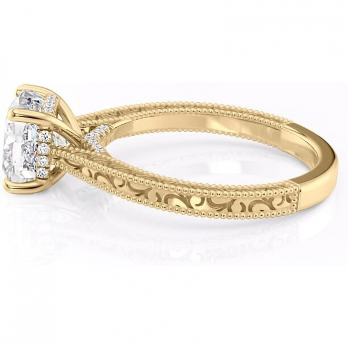 Inel de logodnă Jovie din aur Galben 18kt cu moissanite tăietură pernă – Halo ascuns rafinată pentru profil înalt | Personalizează și configurează gratuit online [6]