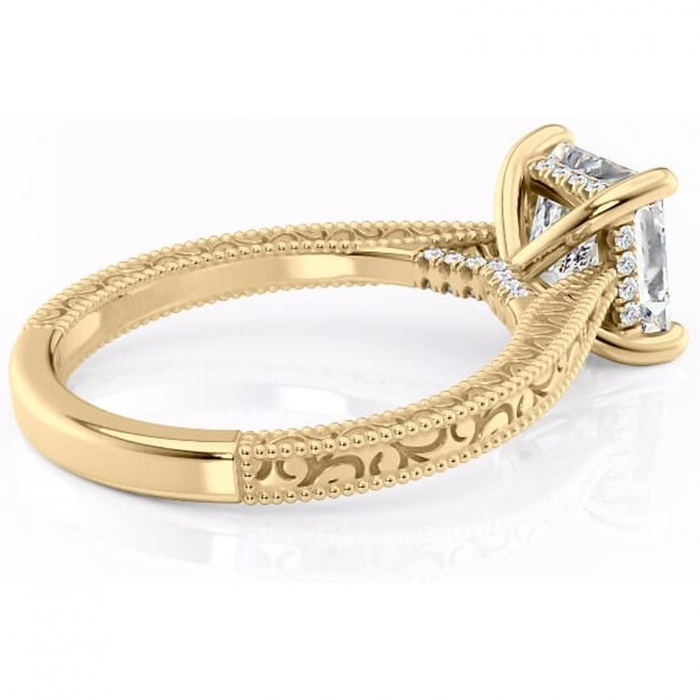 Inel de logodnă Jovie din aur Galben 14kt cu moissanite tăietură princess – Halo ascuns rafinată pentru profil înalt | Personalizează și configurează gratuit online [3]