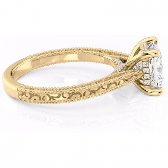Inel de logodnă Jovie din aur Galben 14kt cu moissanite tăietură princess – Halo ascuns rafinată pentru profil înalt | Personalizează și configurează gratuit online [2]