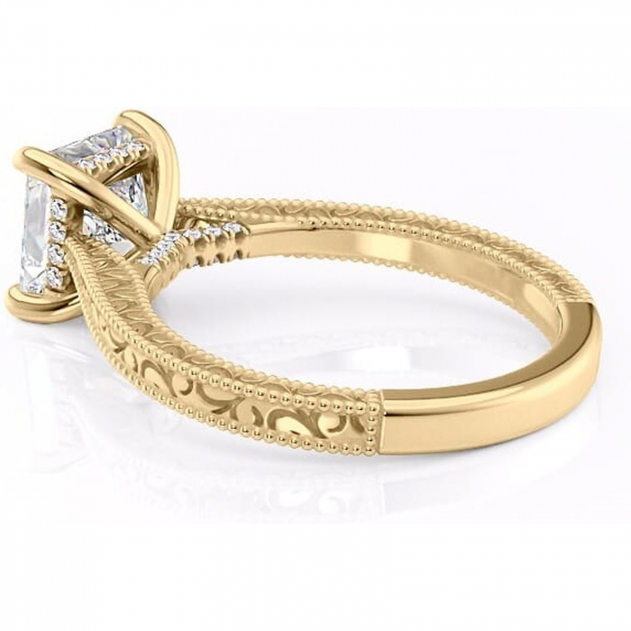 Inel de logodnă Jovie din aur Galben 14kt cu moissanite tăietură princess – Halo ascuns rafinată pentru profil înalt | Personalizează și configurează gratuit online [5]
