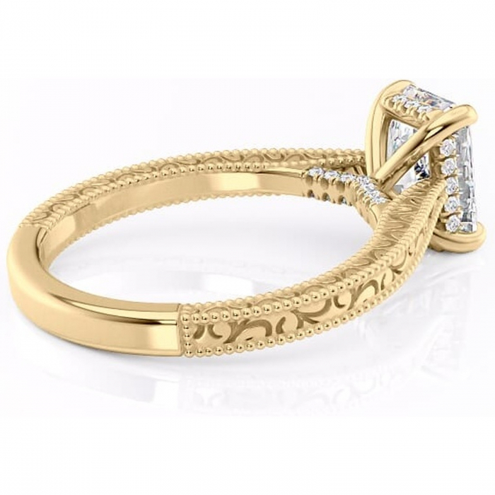 Inel de logodnă Jovie din aur Galben 18kt cu moissanite tăietură radiantă – Halo ascuns rafinată pentru profil înalt | Personalizează și configurează gratuit online [3]