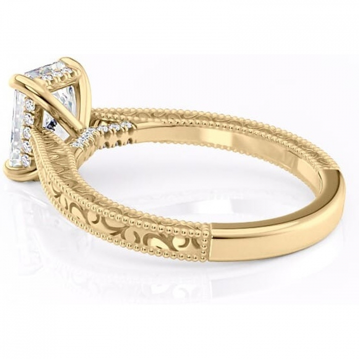 Inel de logodnă Jovie din aur Galben 18kt cu moissanite tăietură radiantă – Halo ascuns rafinată pentru profil înalt | Personalizează și configurează gratuit online [5]