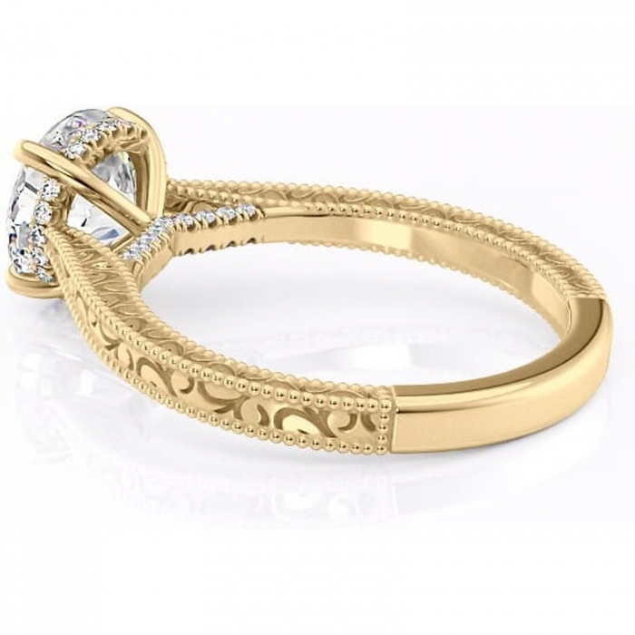 Inel de logodnă Jovie din aur Galben 14kt cu moissanite tăietură rotundă – Halo ascuns rafinată pentru profil înalt | Personalizează și configurează gratuit online [5]