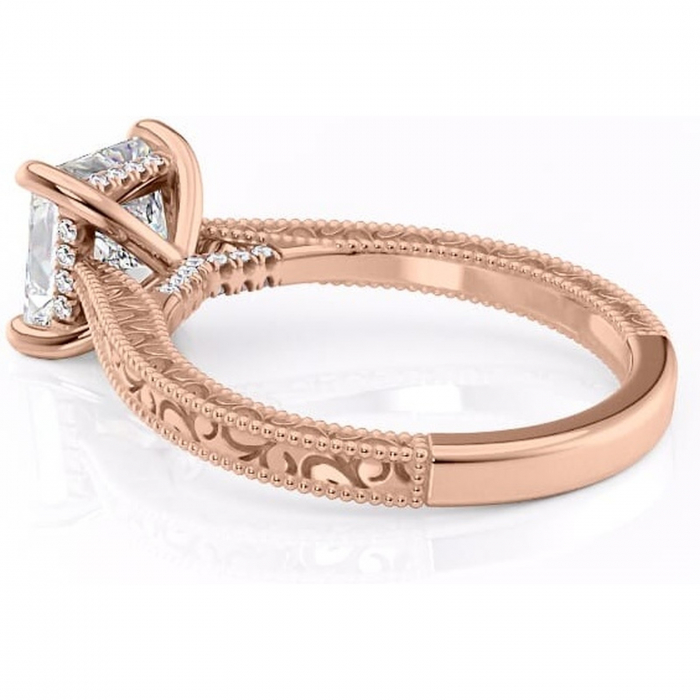 Inel de logodnă Jovie din aur Rose 14kt cu moissanite tăietură princess – Halo ascuns rafinată pentru profil înalt | Personalizează și configurează gratuit online [5]