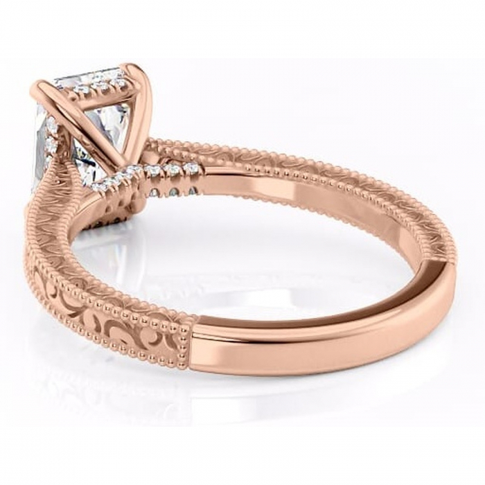 Inel de logodnă Jovie din aur Rose 14kt cu moissanite tăietură radiantă – Halo ascuns rafinată pentru profil înalt | Personalizează și configurează gratuit online [4]