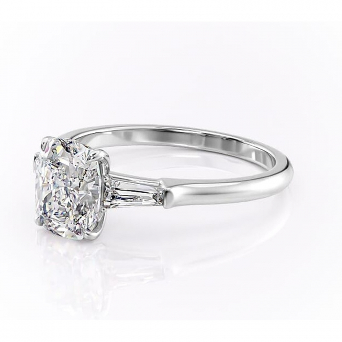 Inel de logodnă Juliette din aur Alb 14kt cu moissanite tăietură asscher – Solitar rafinată pentru profil înalt | Personalizează și configurează gratuit online [7]