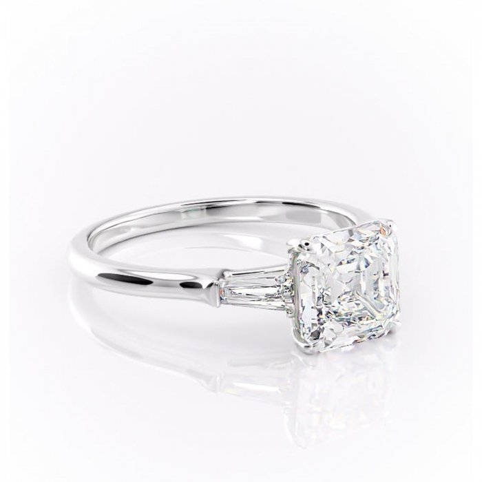 Inel de logodnă Juliette din aur Alb 14kt cu moissanite tăietură asscher – Solitar rafinată pentru profil înalt | Personalizează și configurează gratuit online [1]