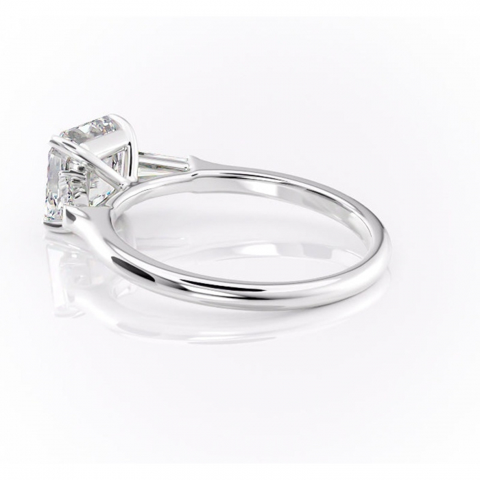 Inel de logodnă Juliette din aur Alb 14kt cu moissanite tăietură asscher – Solitar rafinată pentru profil înalt | Personalizează și configurează gratuit online [5]