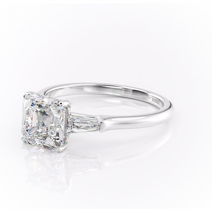 Inel de logodnă Juliette din aur Alb 14kt cu moissanite tăietură asscher – Solitar rafinată pentru profil înalt | Personalizează și configurează gratuit online [7]