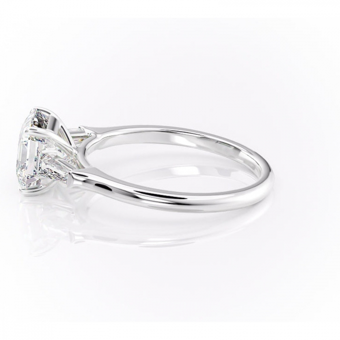 Inel de logodnă Juliette din aur Alb 14kt cu moissanite tăietură asscher – Solitar rafinată pentru profil înalt | Personalizează și configurează gratuit online [6]