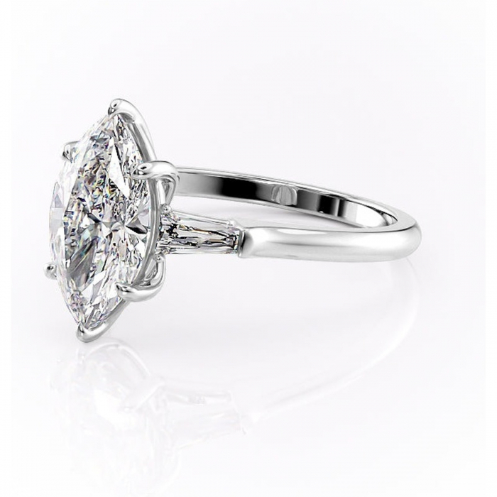 Inel de logodnă Juliette din aur Alb 14kt cu moissanite tăietură marquise – Solitar rafinată pentru profil înalt | Personalizează și configurează gratuit online [7]