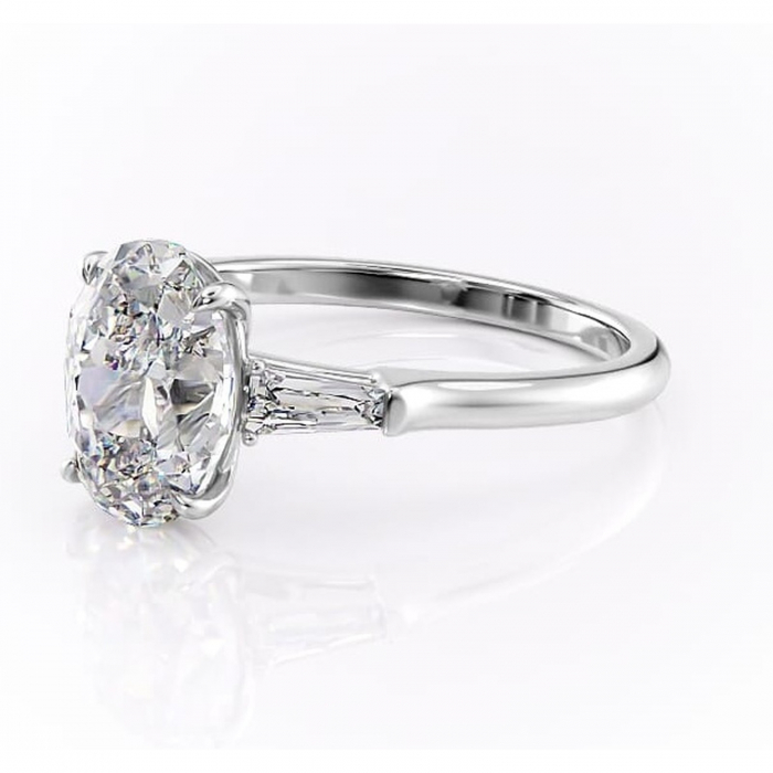 Inel de logodnă Juliette din aur Alb 14kt cu moissanite tăietură ovală – Solitar rafinată pentru profil înalt | Personalizează și configurează gratuit online [7]