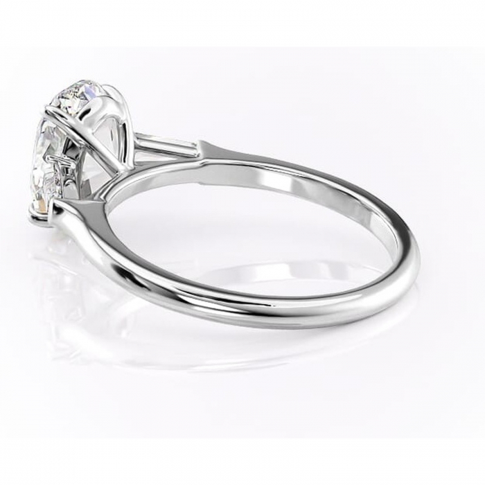 Inel de logodnă Juliette din aur Alb 14kt cu moissanite tăietură ovală – Solitar rafinată pentru profil înalt | Personalizează și configurează gratuit online [5]